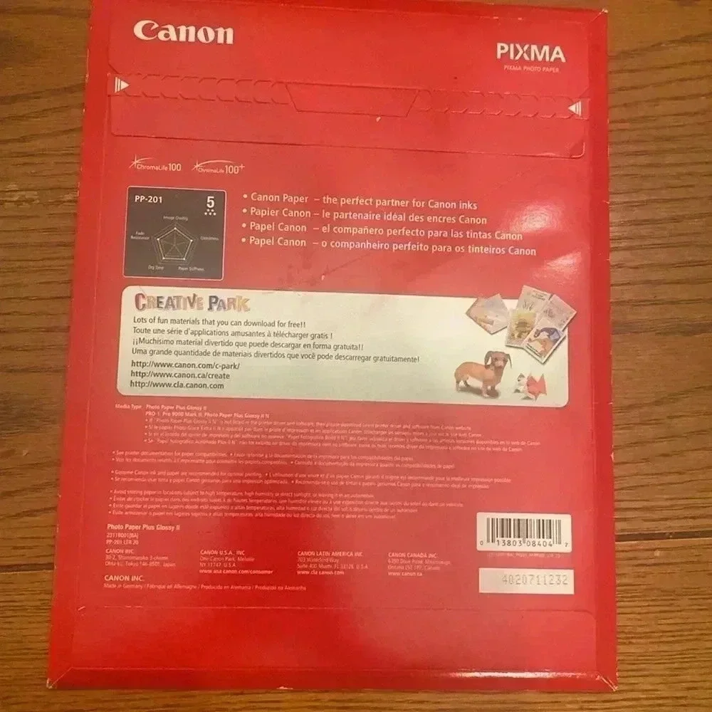 NWT canon inkjet photo paper plus glossy ll PP-201- 20 sheets - Picture 2 of 2